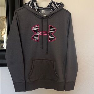 Under Armour DriFit Charcoal Hoodie with Vibrant Pink Logo